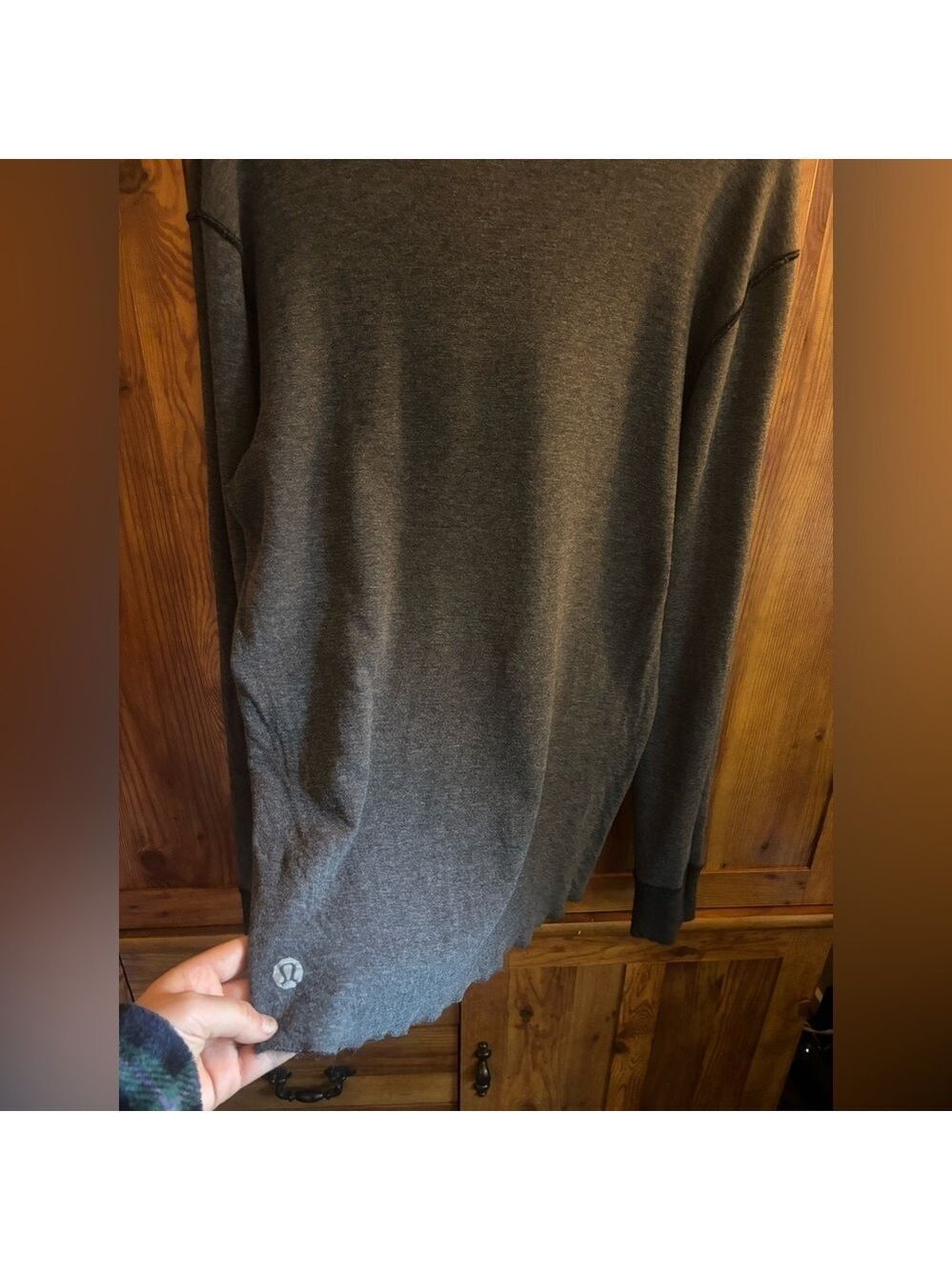 LULULEMON Dark or Light Grey Reversible Unisex Cotton Blend Long Sleeve Shirt - Picture 7 of 14